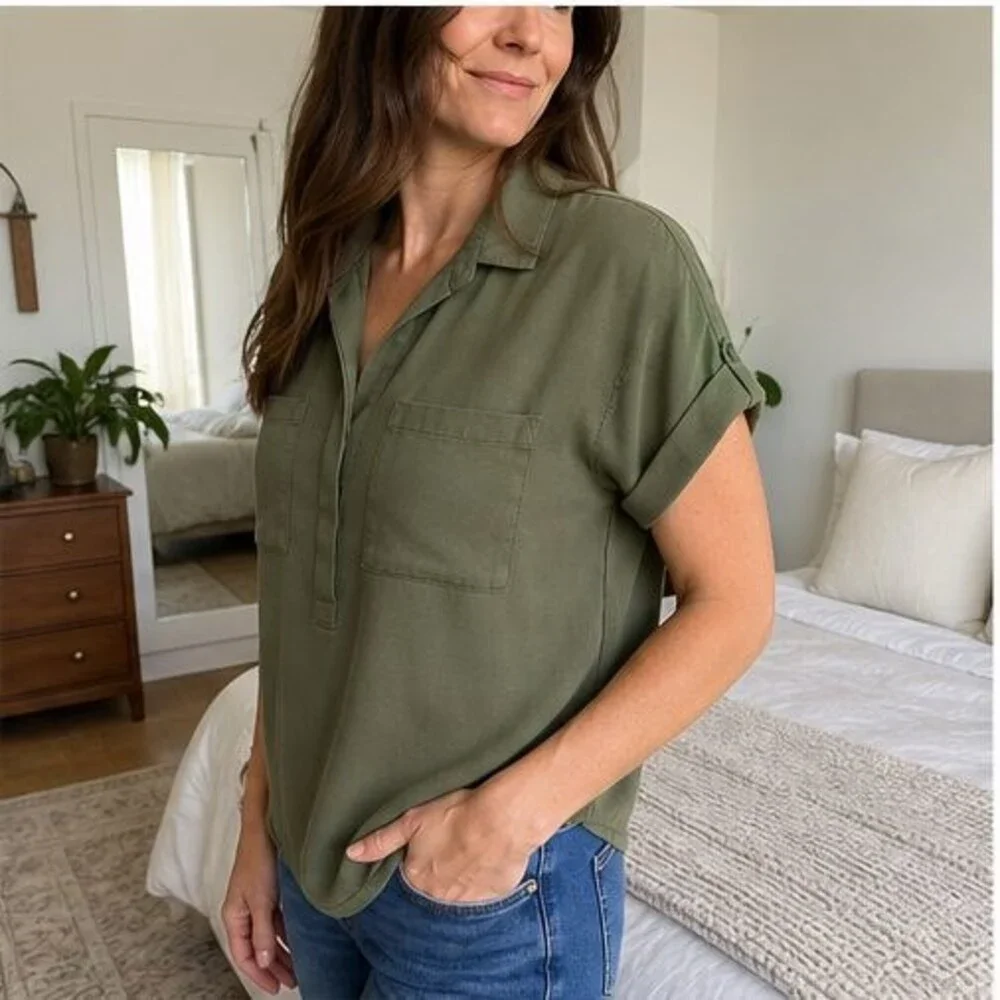 Charcoal V Neck Top